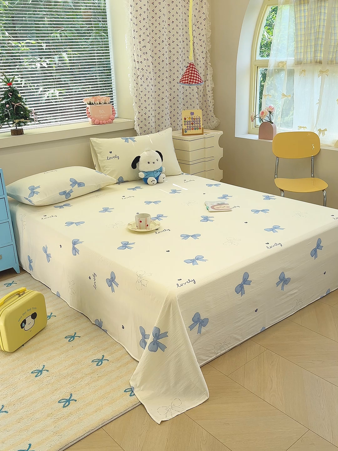 91家纺网 家纺一手货源 找家纺 颜选 2025新款A类双层纱单品床单床单单件床单三件套 星语结梦