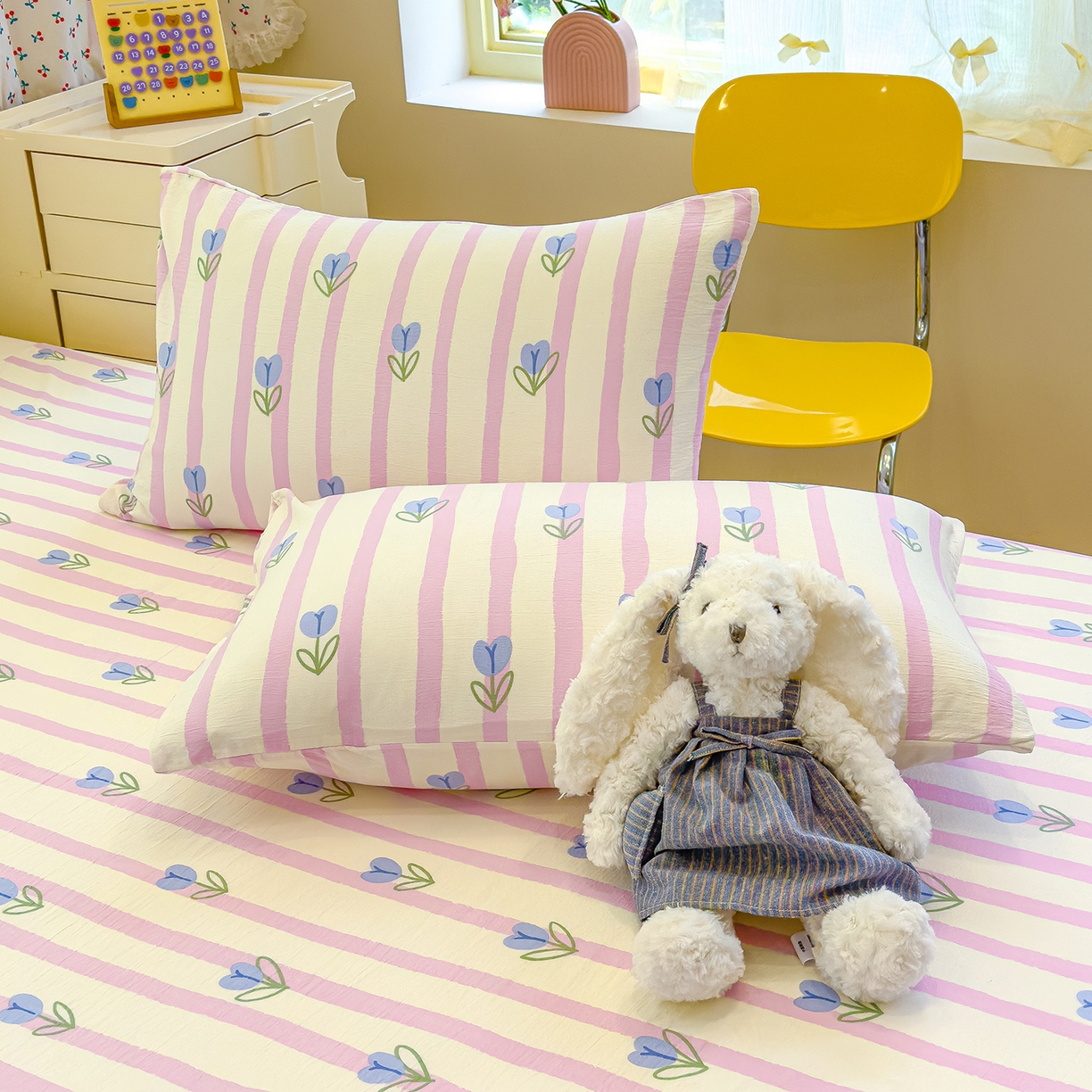 91家纺网 家纺一手货源 找家纺 颜选 2025新款A类双层纱单品床单床单单件床单三件套 柔蔓幻蓝