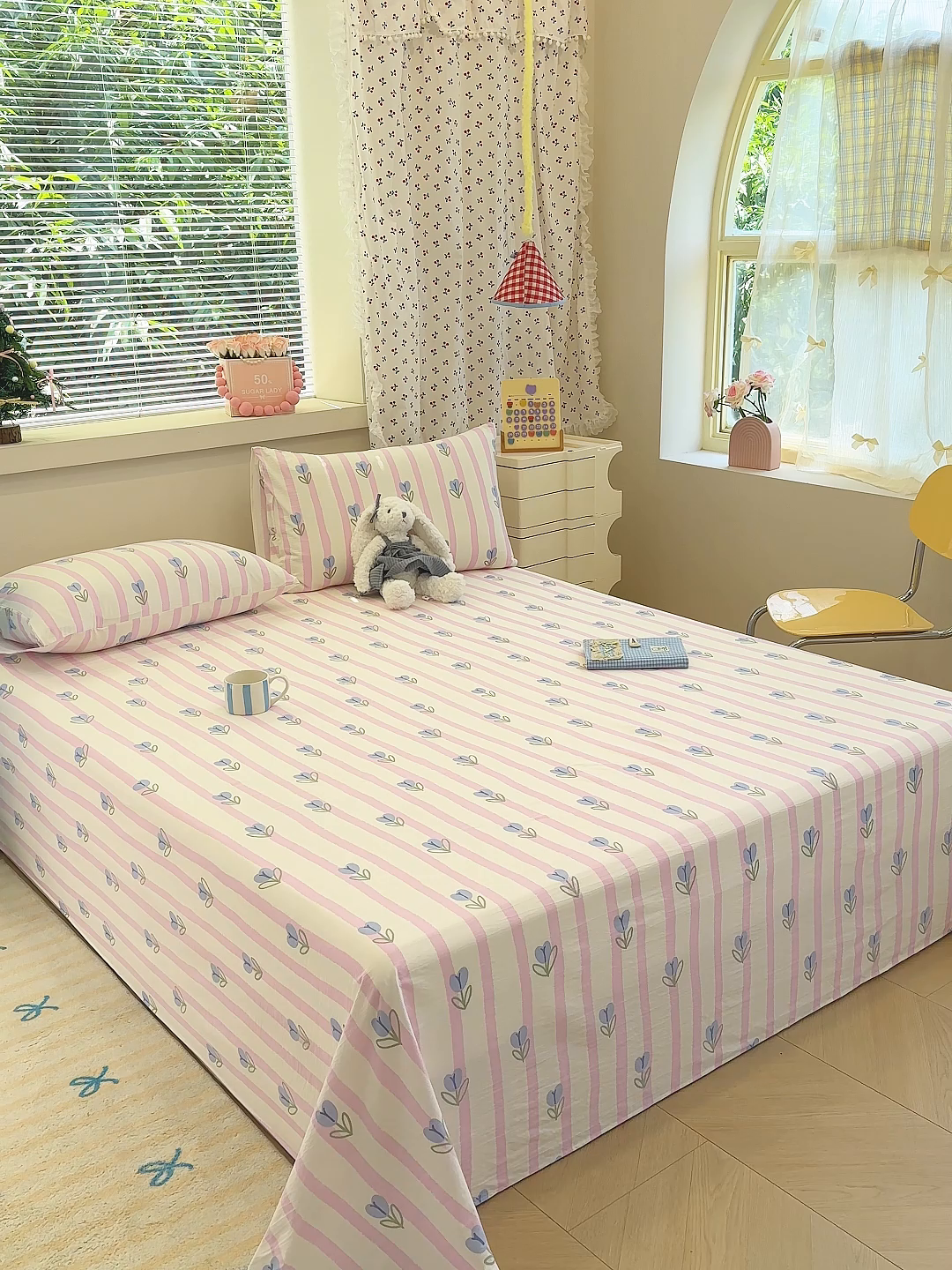 91家纺网 家纺一手货源 找家纺 颜选 2025新款A类双层纱单品床单床单单件床单三件套 柔蔓幻蓝