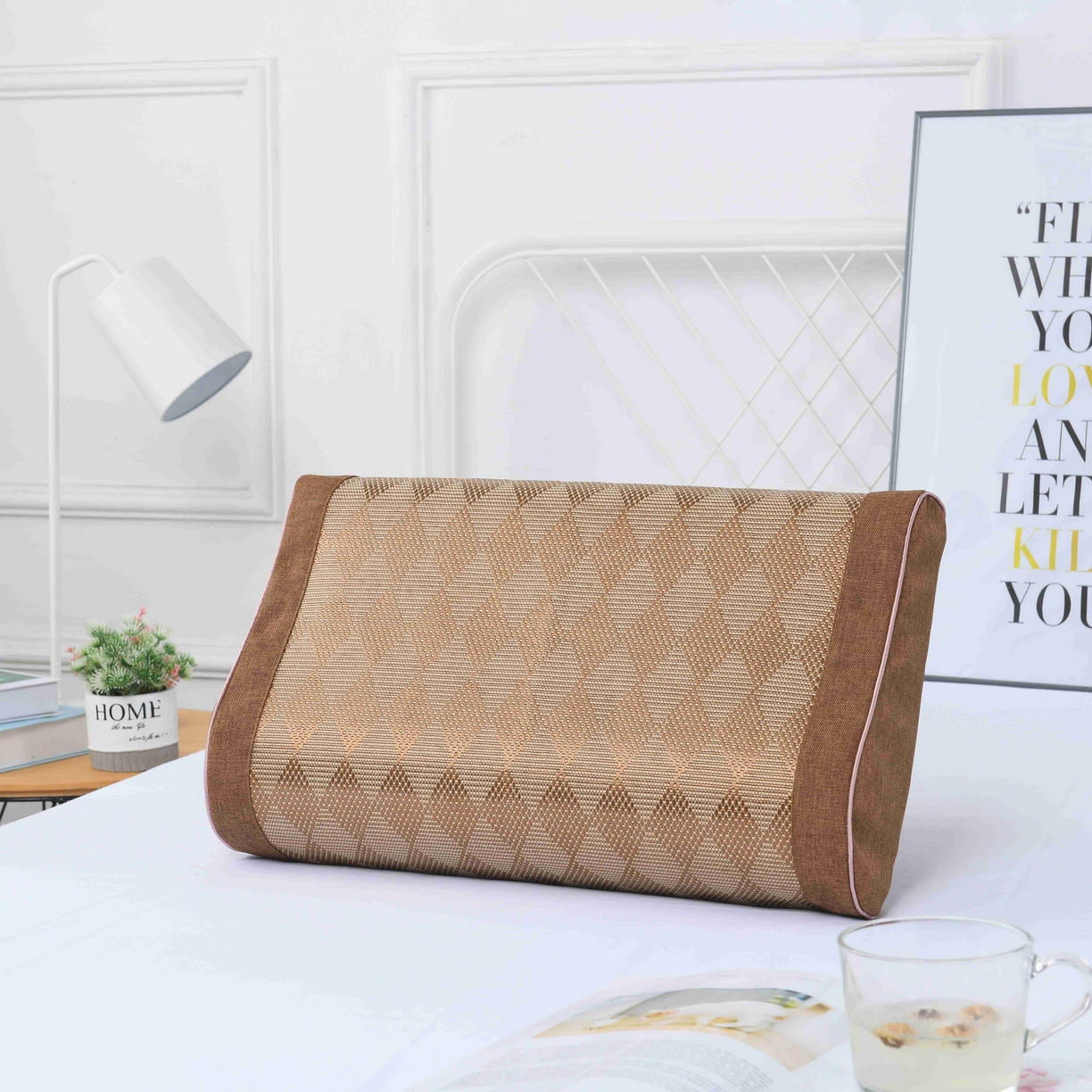 91家纺网 家纺一手货源 找家纺 （总）四川牛皮席 2025春夏新款冰藤乳胶枕 枕头枕芯