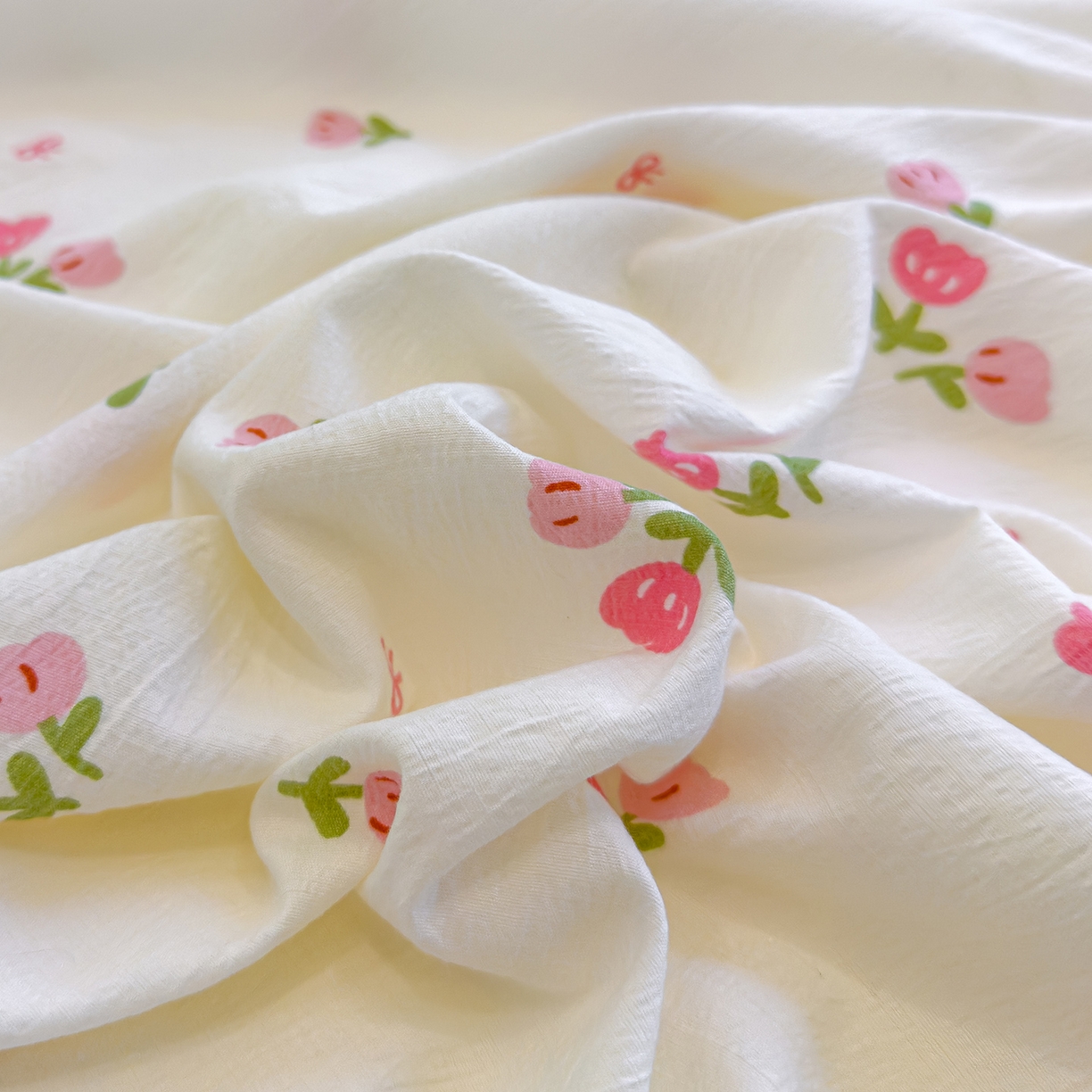 91家纺网 家纺一手货源 找家纺 颜选 2025新款A类双层纱单品床单床单单件床单三件套 相思红豆