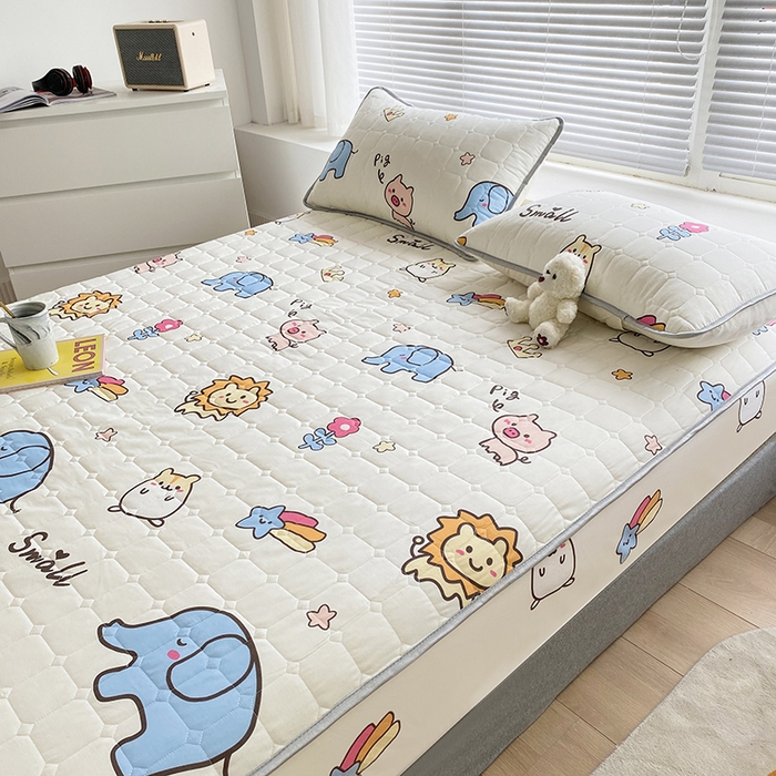 91家纺网 家纺一手货源 找家纺 富馨莱 2025新款纯棉夹棉单件床笠 狮子公园