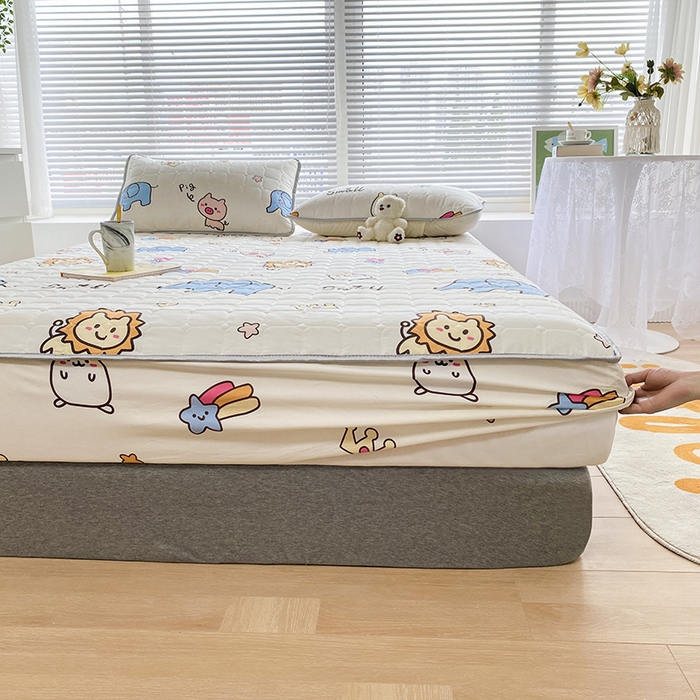 91家纺网 家纺一手货源 找家纺 富馨莱 2025新款纯棉夹棉单件床笠 狮子公园