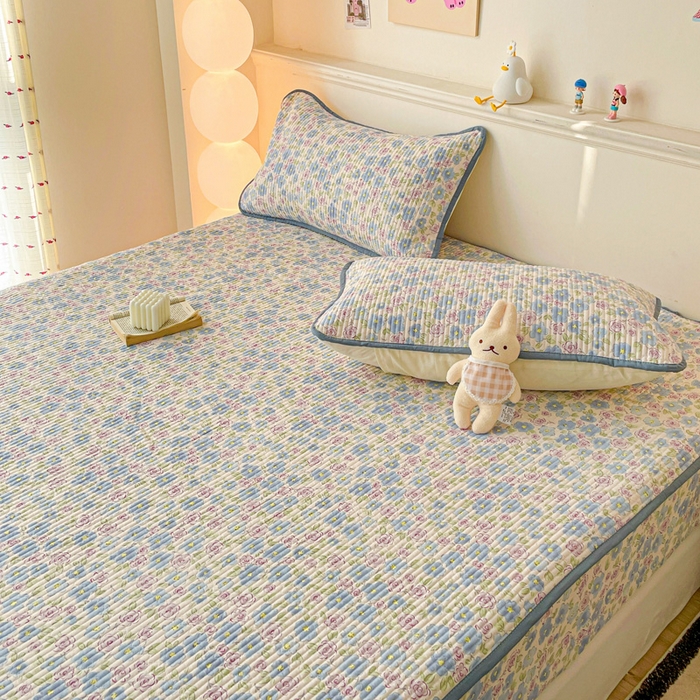 91家纺网 家纺一手货源 找家纺 富馨莱 2025新款纯棉夹棉单件床笠 紫藤花开