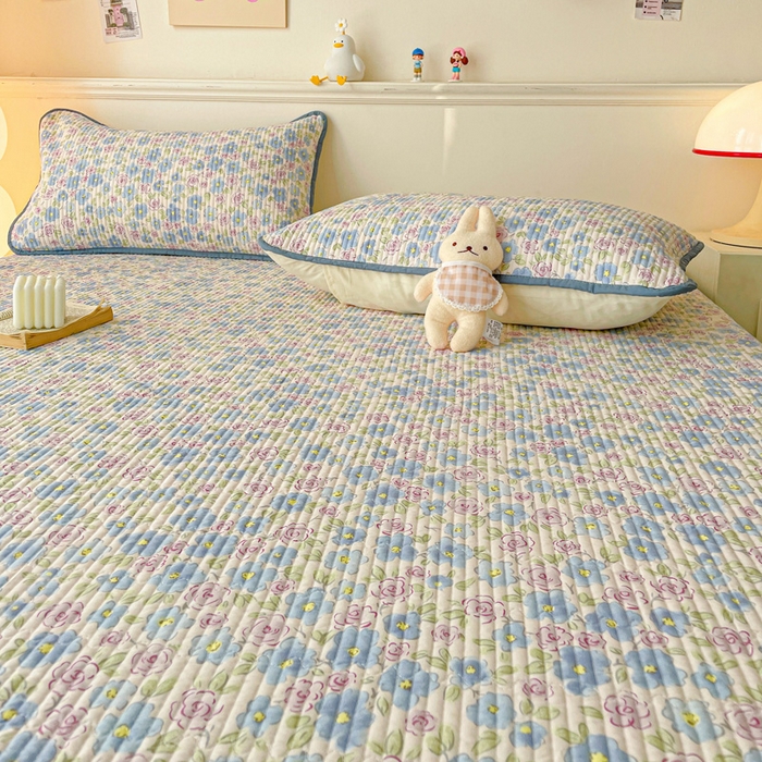 91家纺网 家纺一手货源 找家纺 富馨莱 2025新款纯棉夹棉单件床笠 紫藤花开