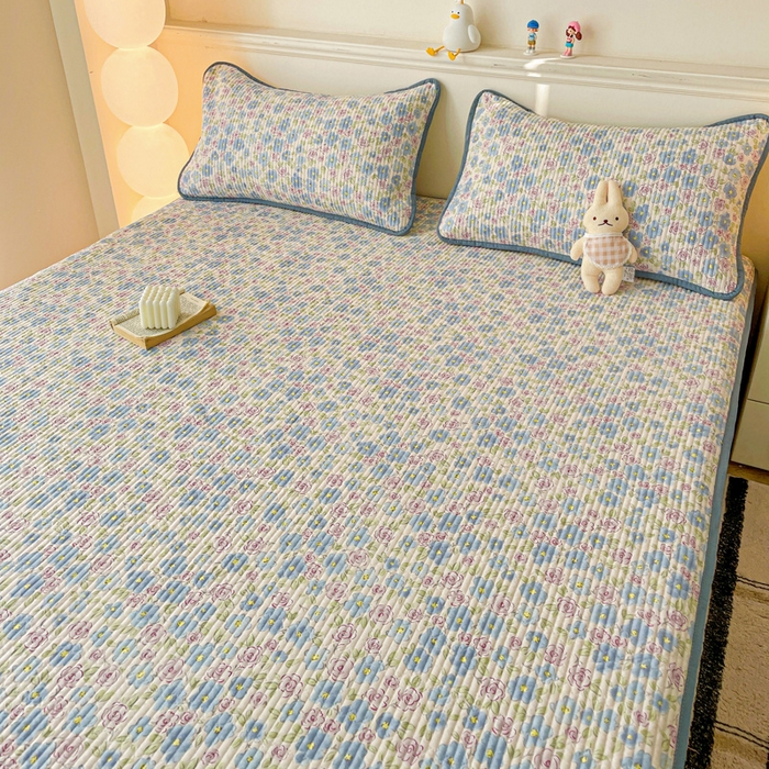 91家纺网 家纺一手货源 找家纺 富馨莱 2025新款纯棉夹棉单件床笠 紫藤花开