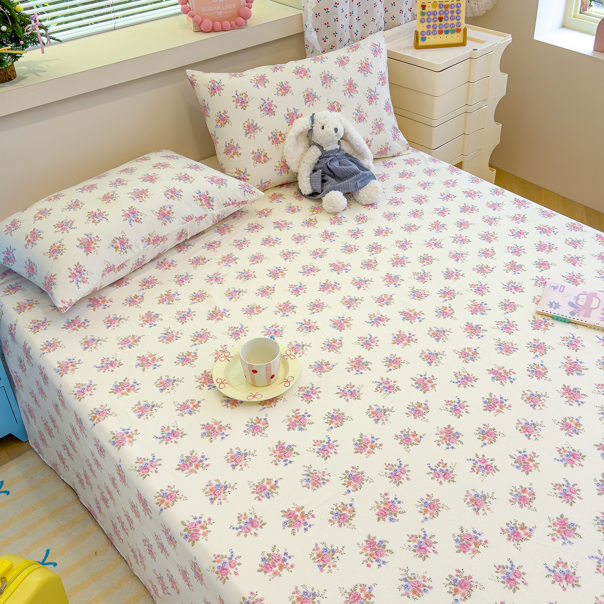 91家纺网 家纺一手货源 找家纺 颜选 2025新款A类双层纱单品床单床单单件床单三件套 蔓禾