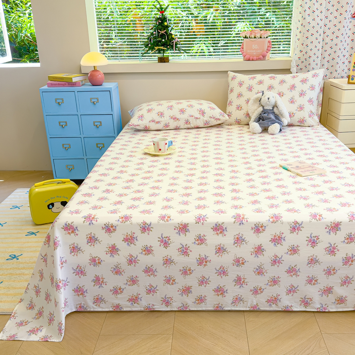 91家纺网 家纺一手货源 找家纺 颜选 2025新款A类双层纱单品床单床单单件床单三件套 蔓禾