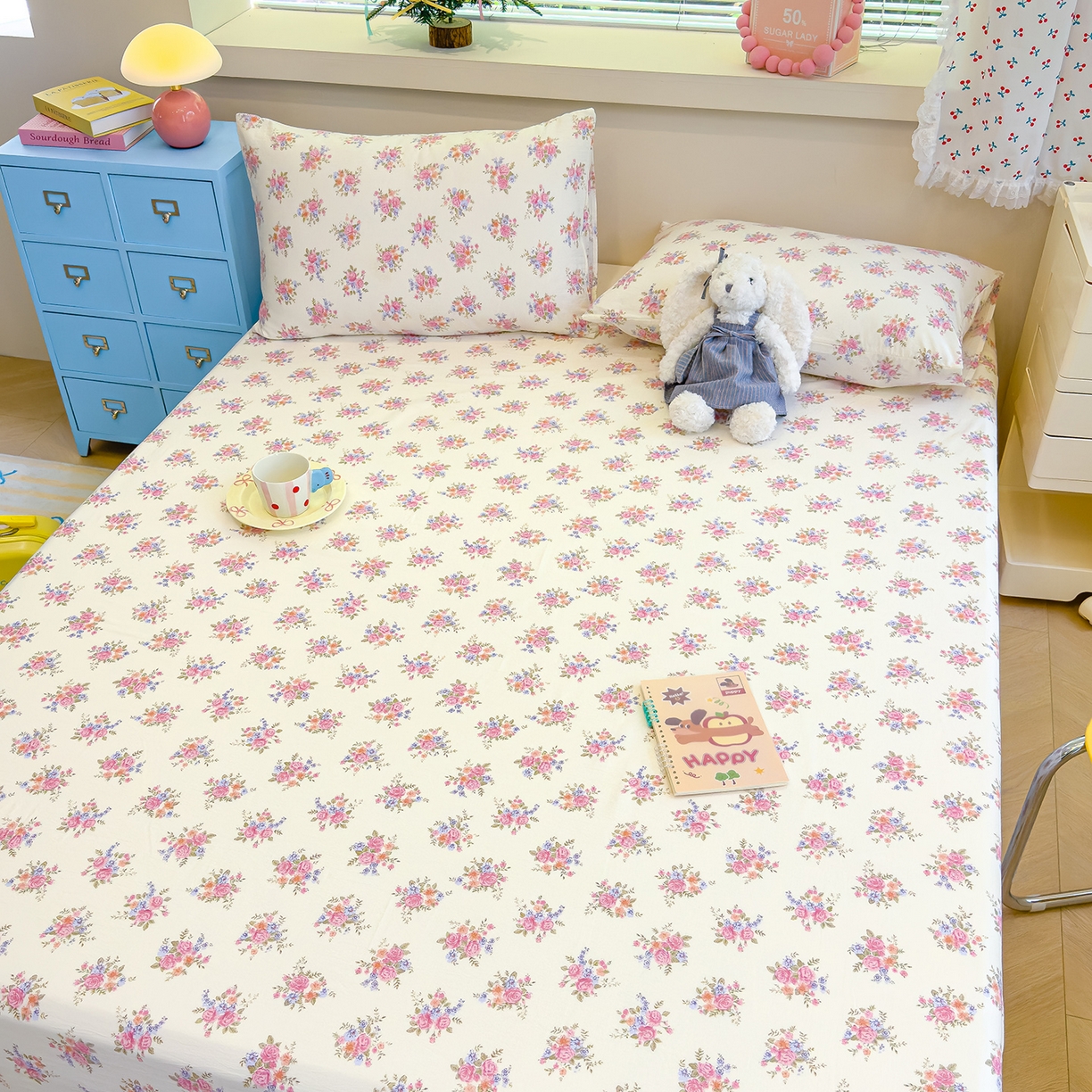 91家纺网 家纺一手货源 找家纺 颜选 2025新款A类双层纱单品床单床单单件床单三件套 蔓禾