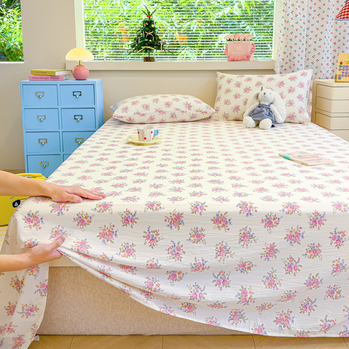 91家纺网 家纺一手货源 找家纺 颜选 2025新款A类双层纱单品床单床单单件床单三件套 蔓禾