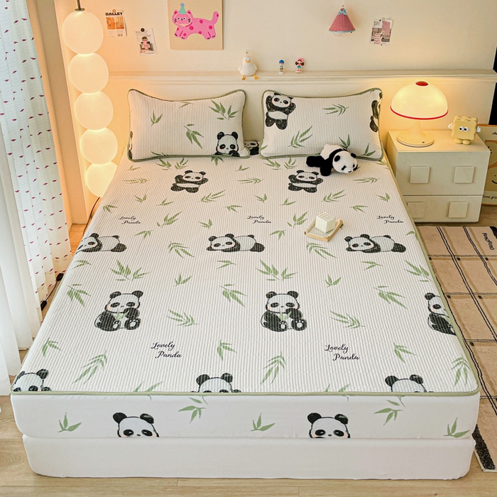 富馨莱 2025新款纯棉夹棉单件床笠 熊猫团子