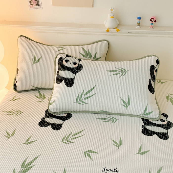 91家纺网 家纺一手货源 找家纺 富馨莱 2025新款纯棉夹棉单件床笠 熊猫团子