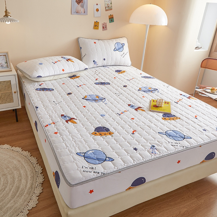 91家纺网 家纺一手货源 找家纺 富馨莱 2025新款纯棉夹棉单件床笠 太空探险