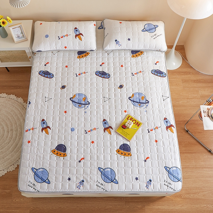 91家纺网 家纺一手货源 找家纺 富馨莱 2025新款纯棉夹棉单件床笠 太空探险