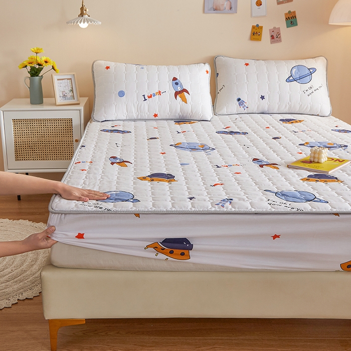 91家纺网 家纺一手货源 找家纺 富馨莱 2025新款纯棉夹棉单件床笠 太空探险