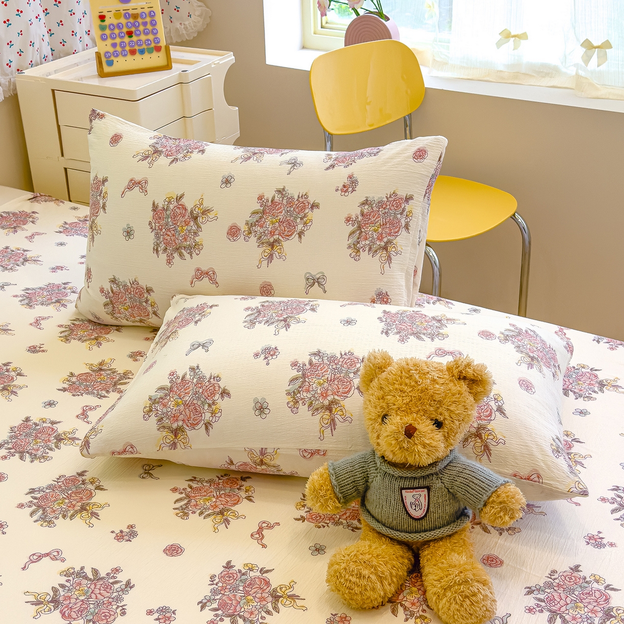 91家纺网 家纺一手货源 找家纺 颜选 2025新款A类双层纱单品床单床单单件床单三件套 淡雅笺