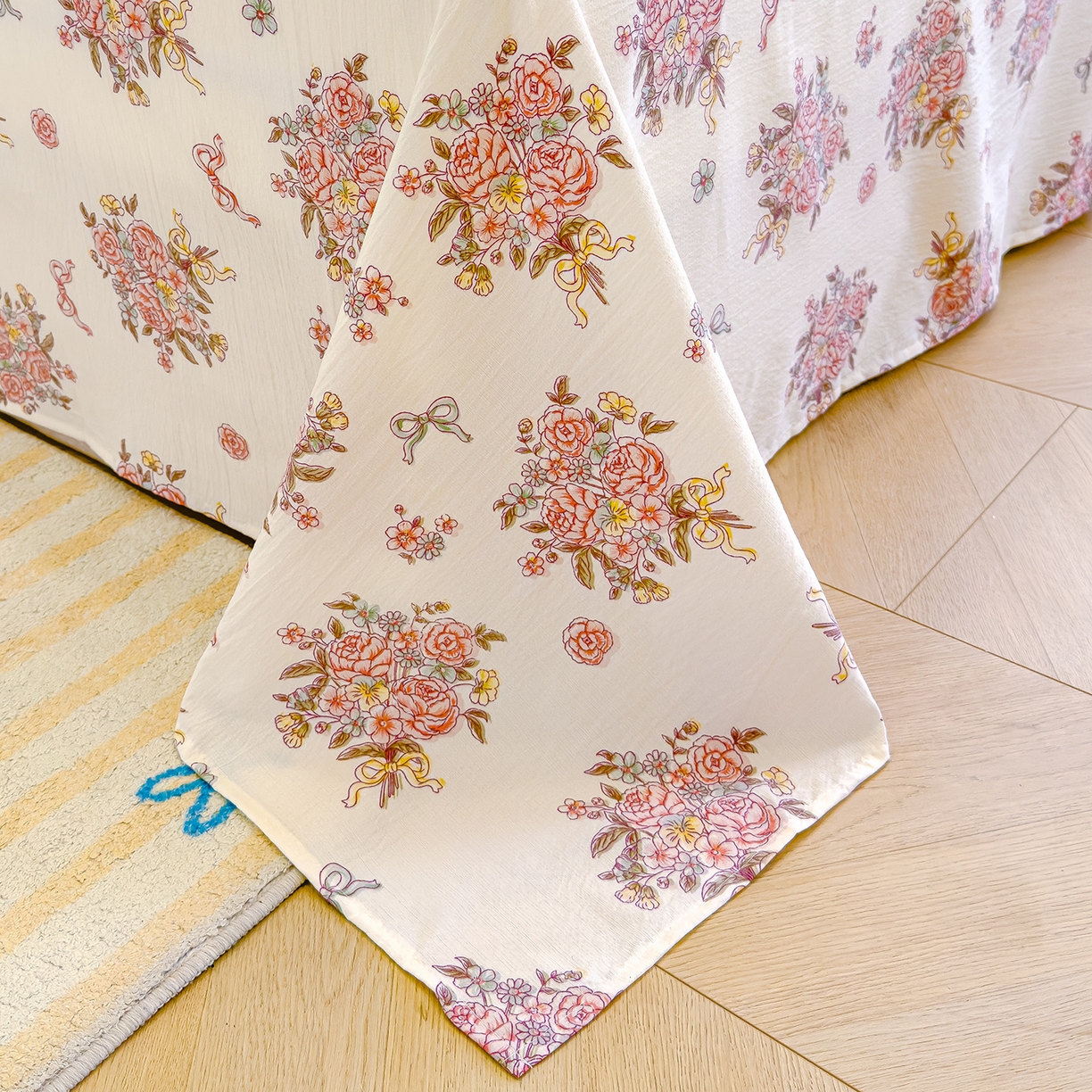 91家纺网 家纺一手货源 找家纺 颜选 2025新款A类双层纱单品床单床单单件床单三件套 淡雅笺