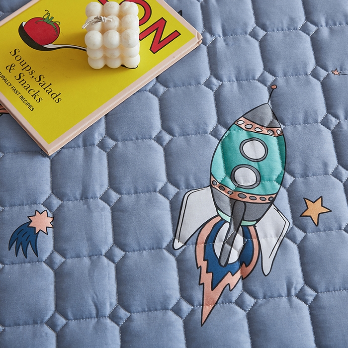 91家纺网 家纺一手货源 找家纺 富馨莱 2025新款纯棉夹棉单件床笠 太空漫步