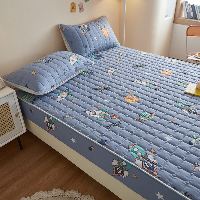 91家纺网 家纺一手货源 找家纺 富馨莱 2025新款纯棉夹棉单件床笠 太空漫步