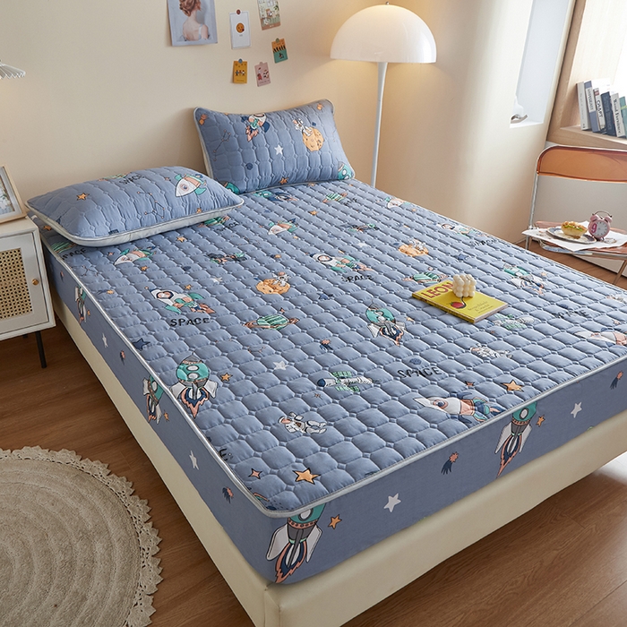 91家纺网 家纺一手货源 找家纺 富馨莱 2025新款纯棉夹棉单件床笠 太空漫步