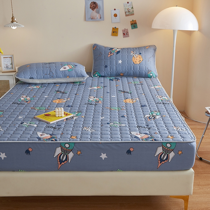 91家纺网 家纺一手货源 找家纺 富馨莱 2025新款纯棉夹棉单件床笠 太空漫步