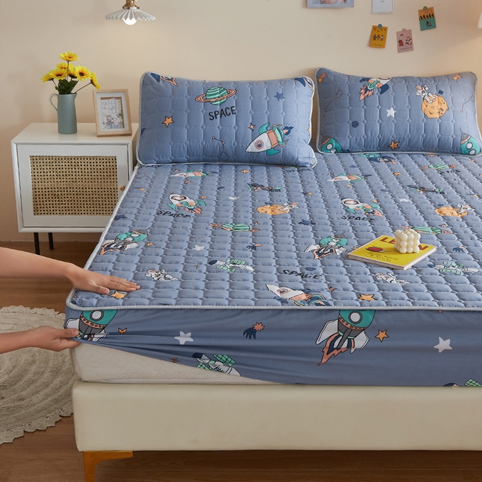 91家纺网 家纺一手货源 找家纺 富馨莱 2025新款纯棉夹棉单件床笠 太空漫步