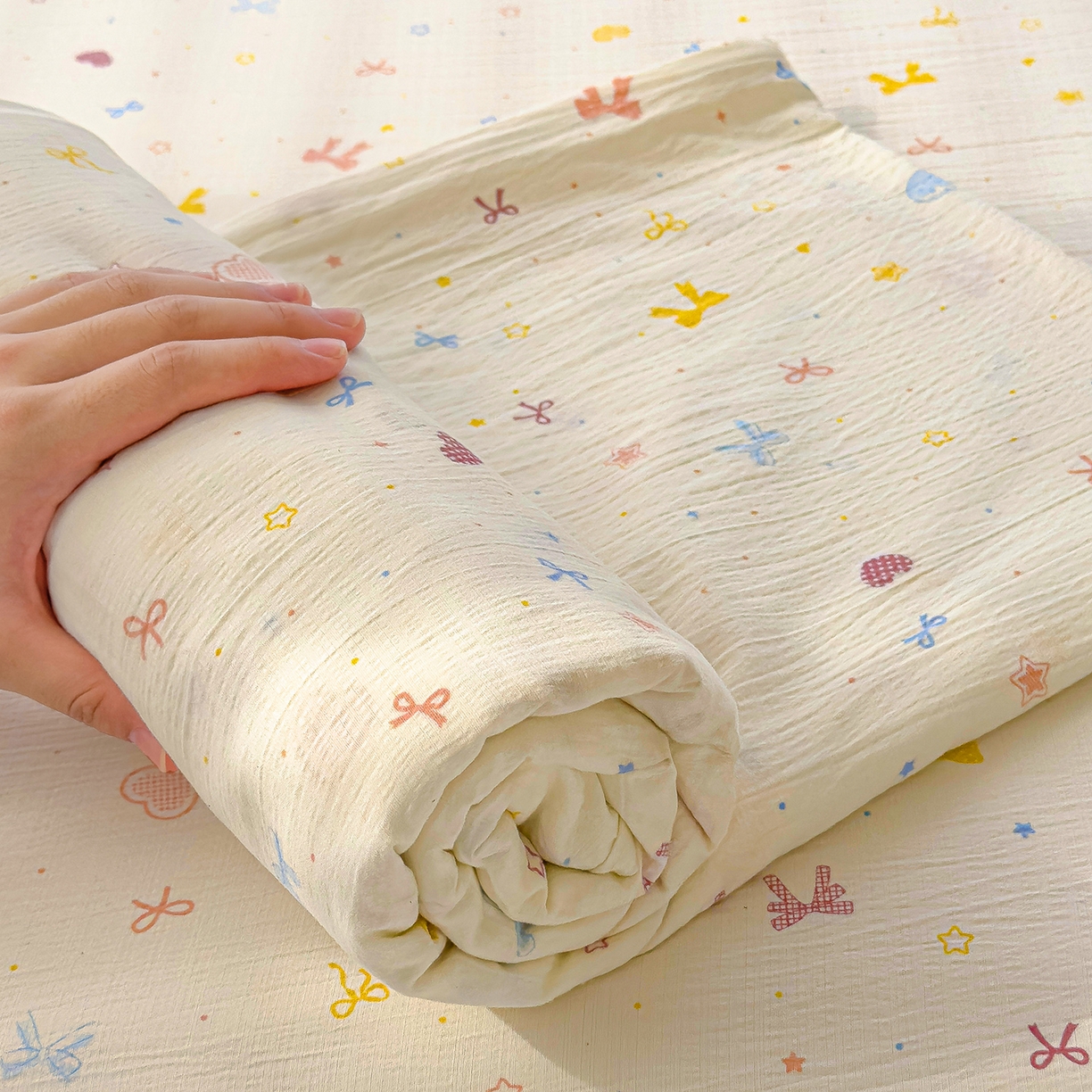 91家纺网 家纺一手货源 找家纺 颜选 2025新款A类双层纱单品床单床单单件床单三件套 星月