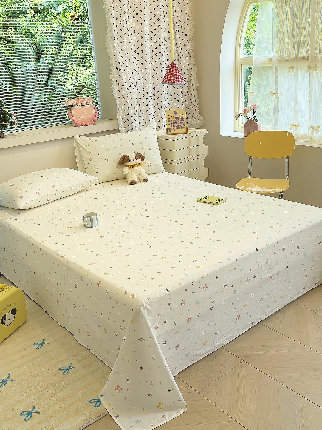 91家纺网 家纺一手货源 找家纺 颜选 2025新款A类双层纱单品床单床单单件床单三件套 星月