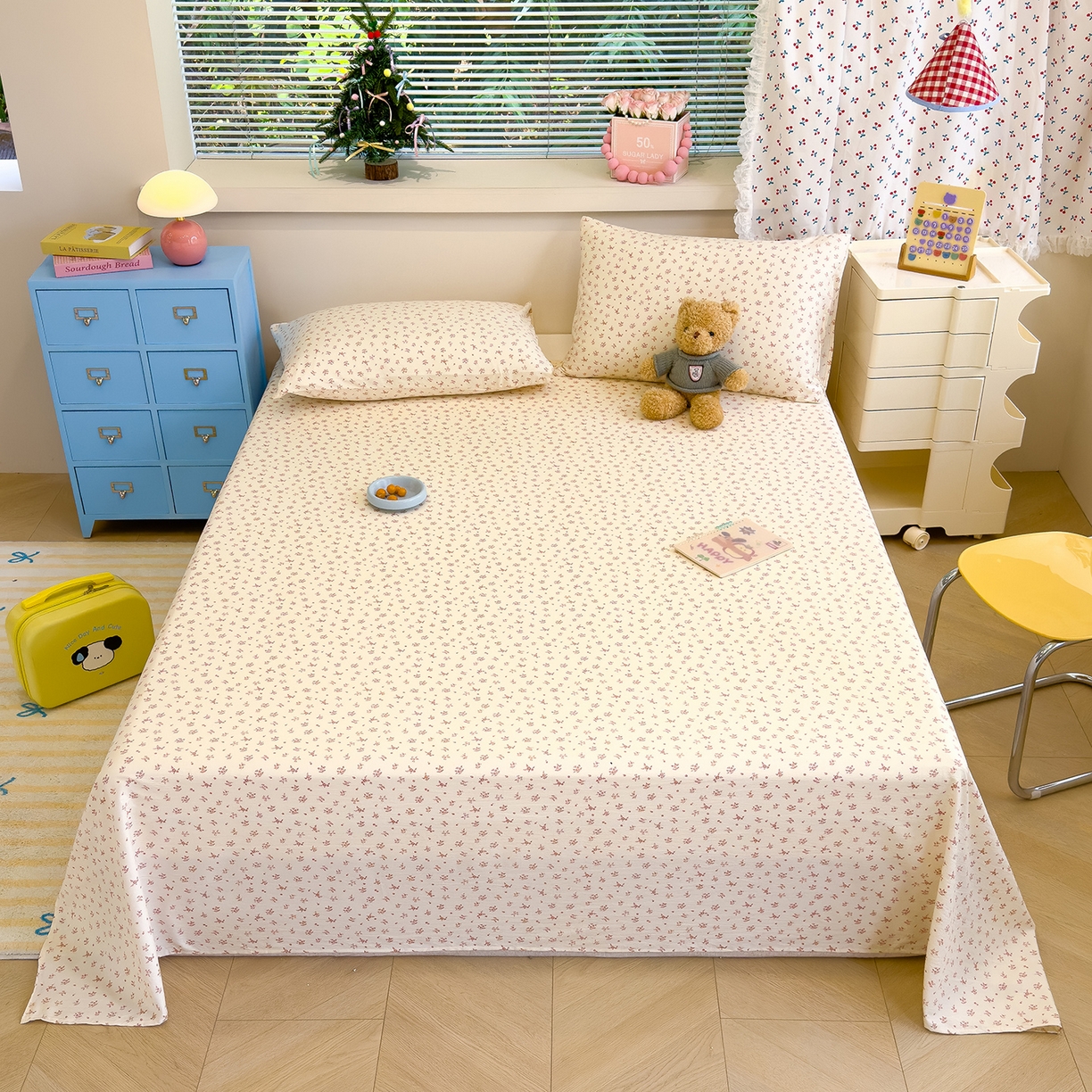 颜选 2025新款A类双层纱单品床单床单单件床单三件套 蔷薇花开