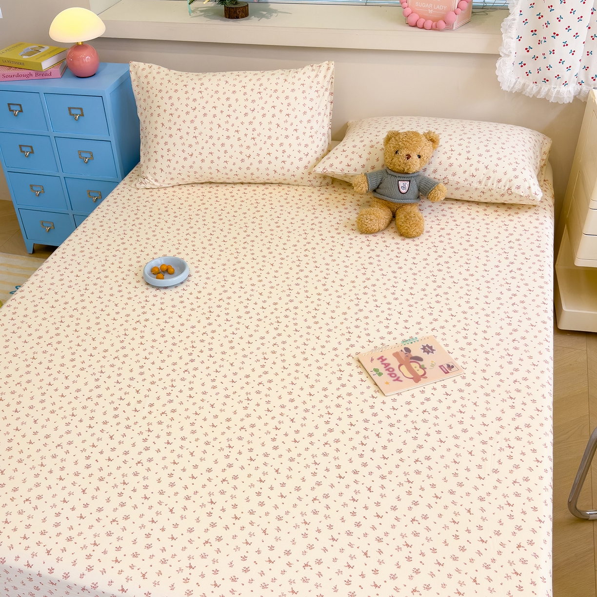 91家纺网 家纺一手货源 找家纺 颜选 2025新款A类双层纱单品床单床单单件床单三件套 蔷薇花开