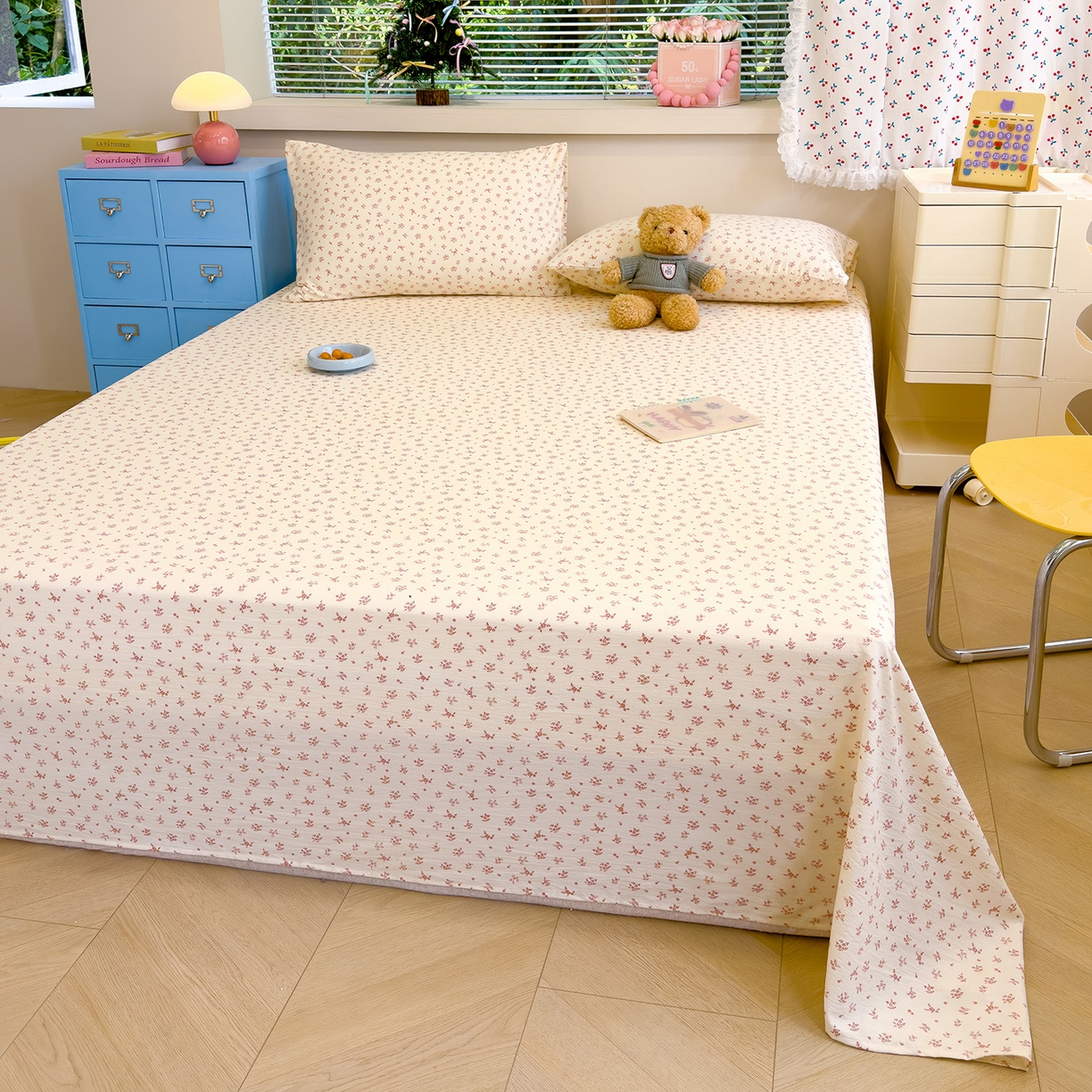 91家纺网 家纺一手货源 找家纺 颜选 2025新款A类双层纱单品床单床单单件床单三件套 蔷薇花开