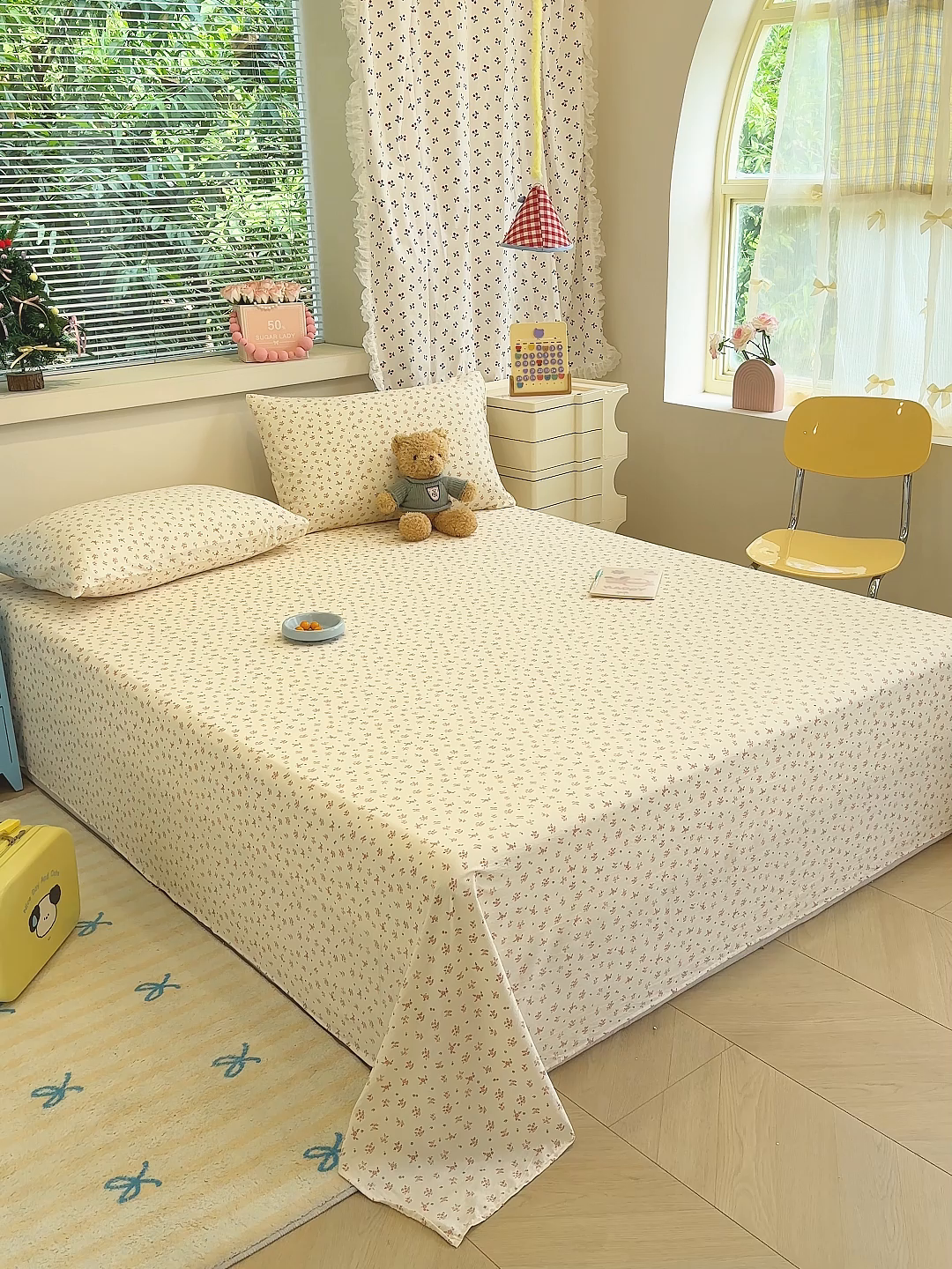 91家纺网 家纺一手货源 找家纺 颜选 2025新款A类双层纱单品床单床单单件床单三件套 蔷薇花开