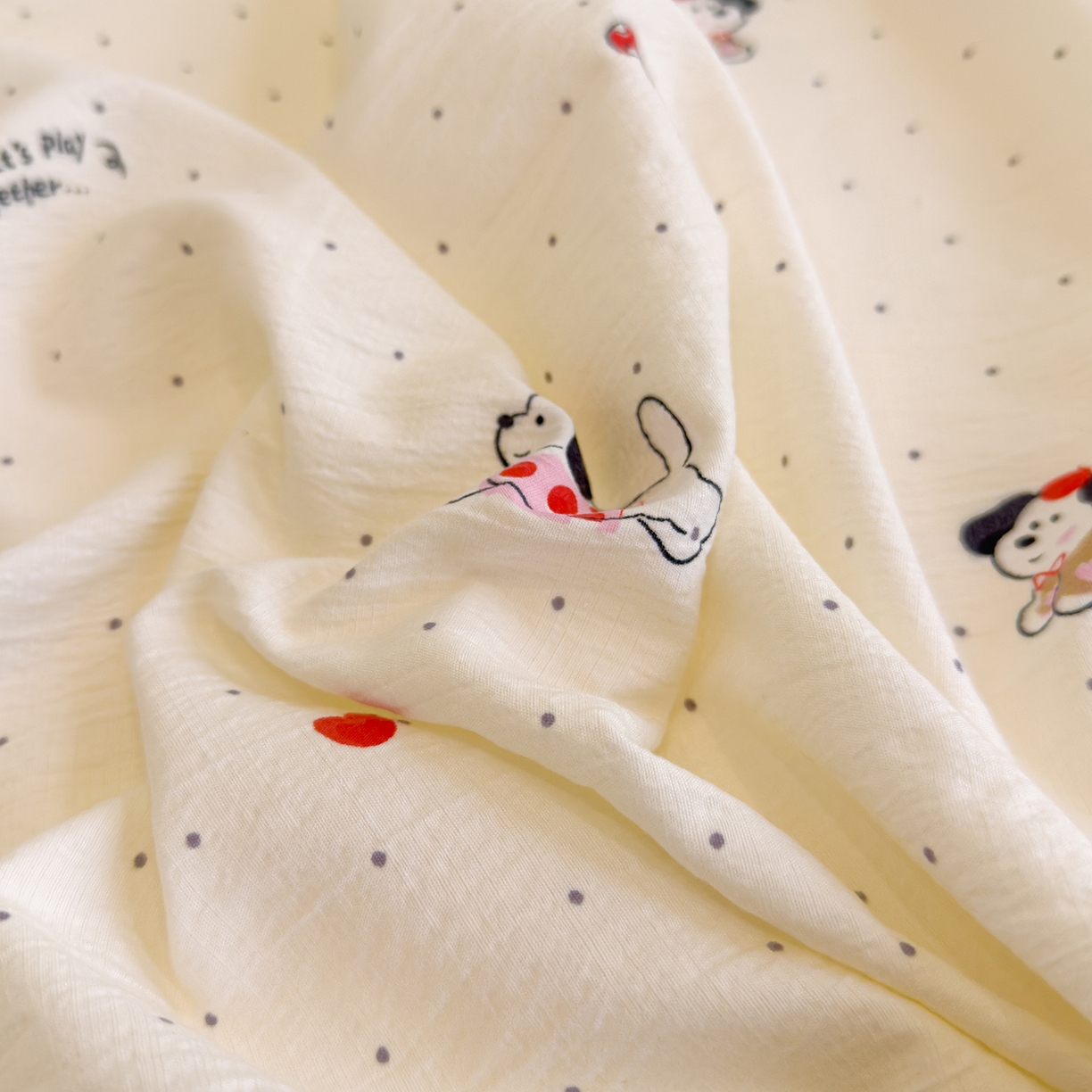 91家纺网 家纺一手货源 找家纺 颜选 2025新款A类双层纱单品床单床单单件床单三件套 狗狗派对