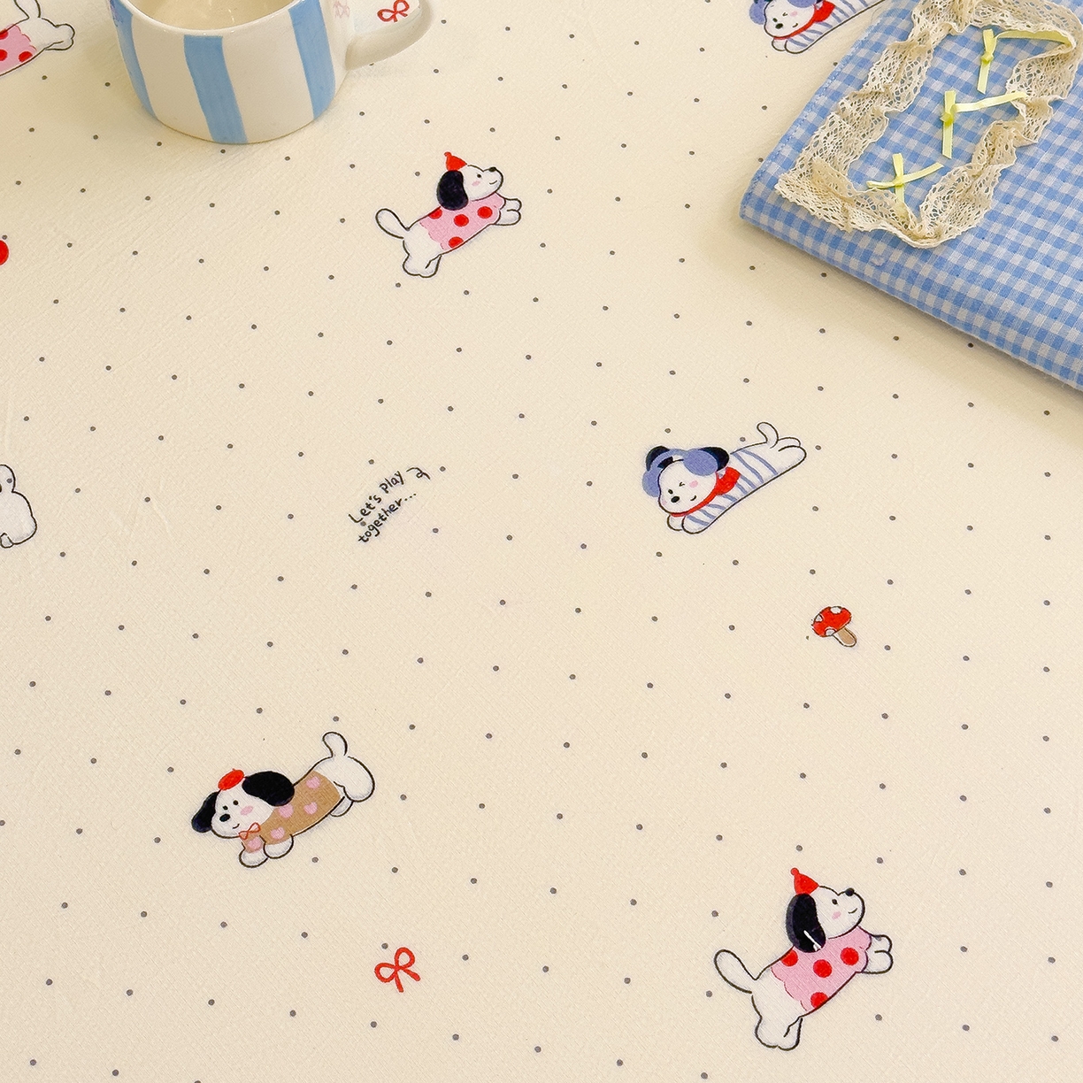 91家纺网 家纺一手货源 找家纺 颜选 2025新款A类双层纱单品床单床单单件床单三件套 狗狗派对