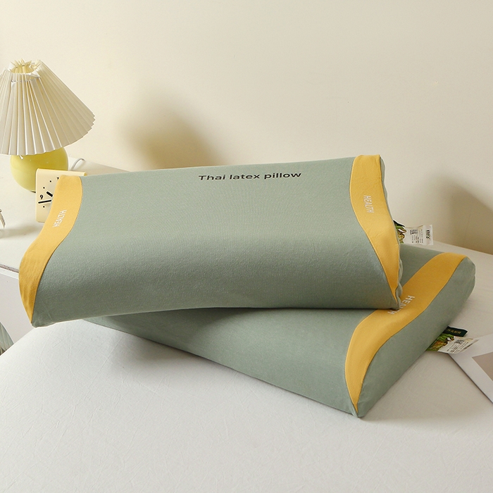 91家纺网 家纺一手货源 找家纺 （总）四川牛皮席 2025新款全棉纯棉拼色乳胶枕 枕头枕芯