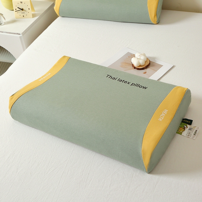 91家纺网 家纺一手货源 找家纺 （总）四川牛皮席 2025新款全棉纯棉拼色乳胶枕 枕头枕芯