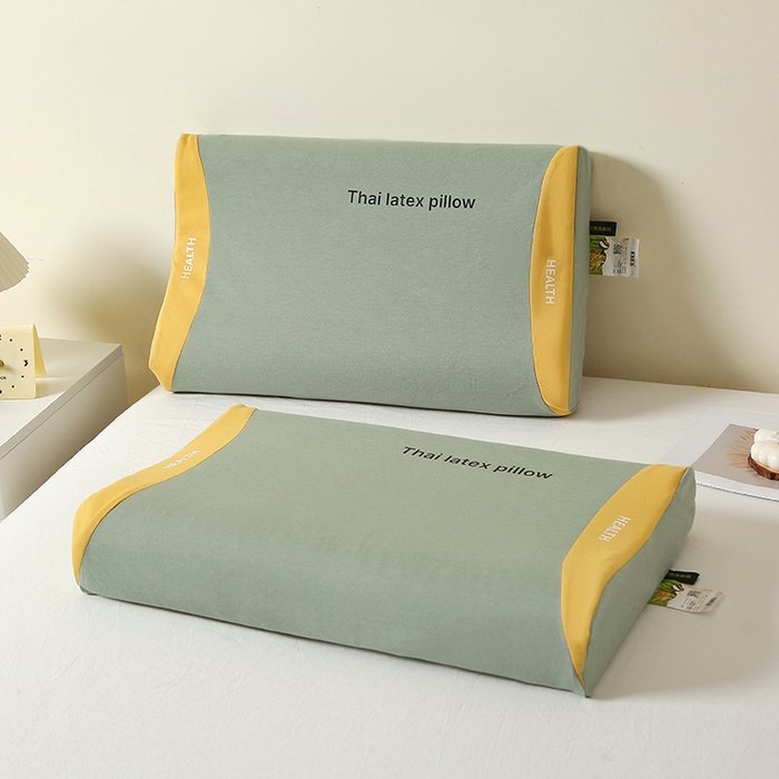 91家纺网 家纺一手货源 找家纺 （总）四川牛皮席 2025新款全棉纯棉拼色乳胶枕 枕头枕芯