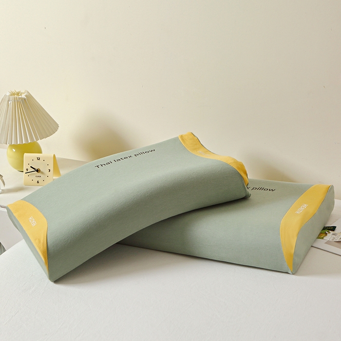 91家纺网 家纺一手货源 找家纺 （总）四川牛皮席 2025新款全棉纯棉拼色乳胶枕 枕头枕芯