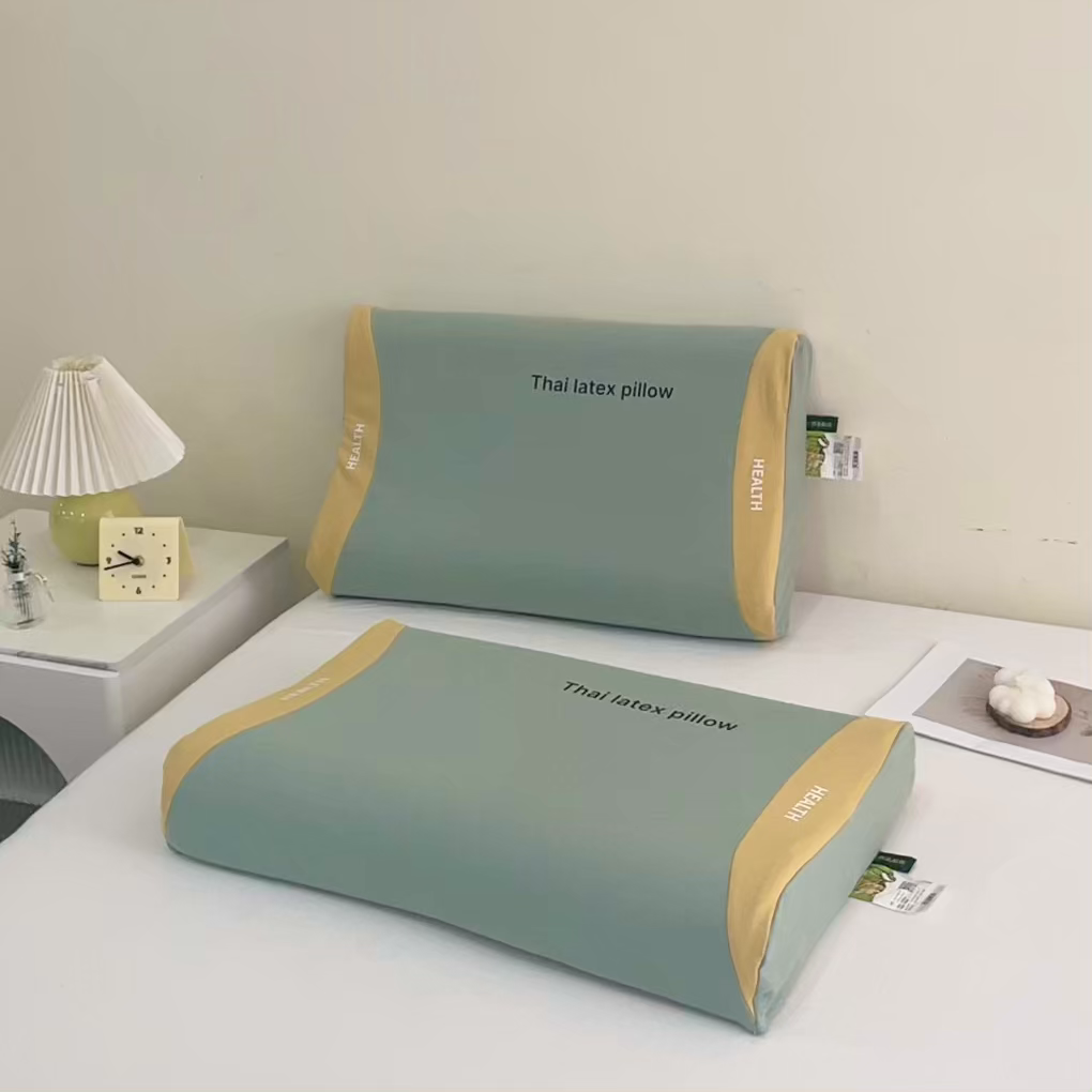 91家纺网 家纺一手货源 找家纺 （总）四川牛皮席 2025新款全棉纯棉拼色乳胶枕 枕头枕芯