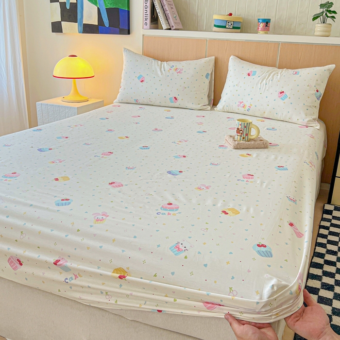 金丝鸟家纺 2025新款全棉斜纹单床笠 床笠单件 茶杯蛋糕