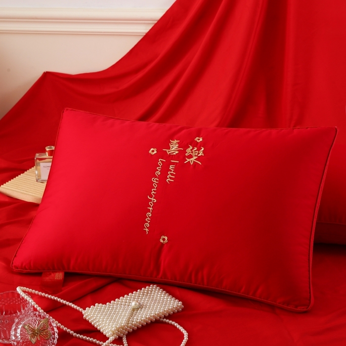 91家纺网 家纺一手货源 找家纺 （总）四川牛皮席 2025新款全棉纯棉婚庆刺绣热熔棉枕芯 枕头枕芯