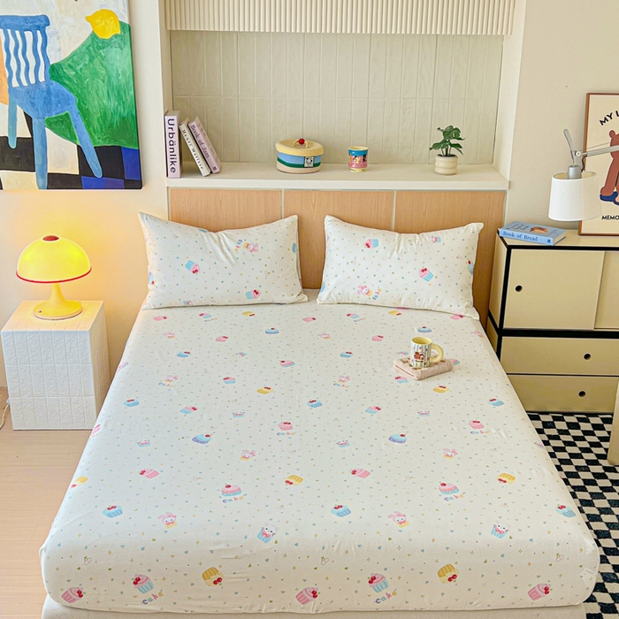 91家纺网 家纺一手货源 找家纺 金丝鸟家纺 2025新款全棉斜纹单床笠 床笠单件 茶杯蛋糕