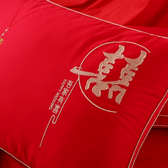 91家纺网 家纺一手货源 找家纺 （总）四川牛皮席 2025新款全棉纯棉婚庆刺绣热熔棉枕芯 枕头枕芯