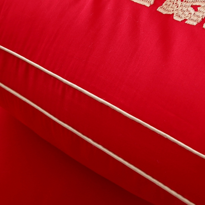 91家纺网 家纺一手货源 找家纺 四川牛皮席 2025新款全棉纯棉婚庆刺绣热熔棉枕芯 枕头枕芯 吾家有喜 48x74cm/只