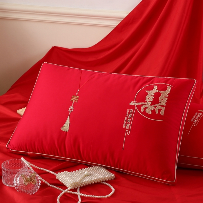 （总）四川牛皮席 2025新款全棉纯棉婚庆刺绣热熔棉枕芯 枕头枕芯