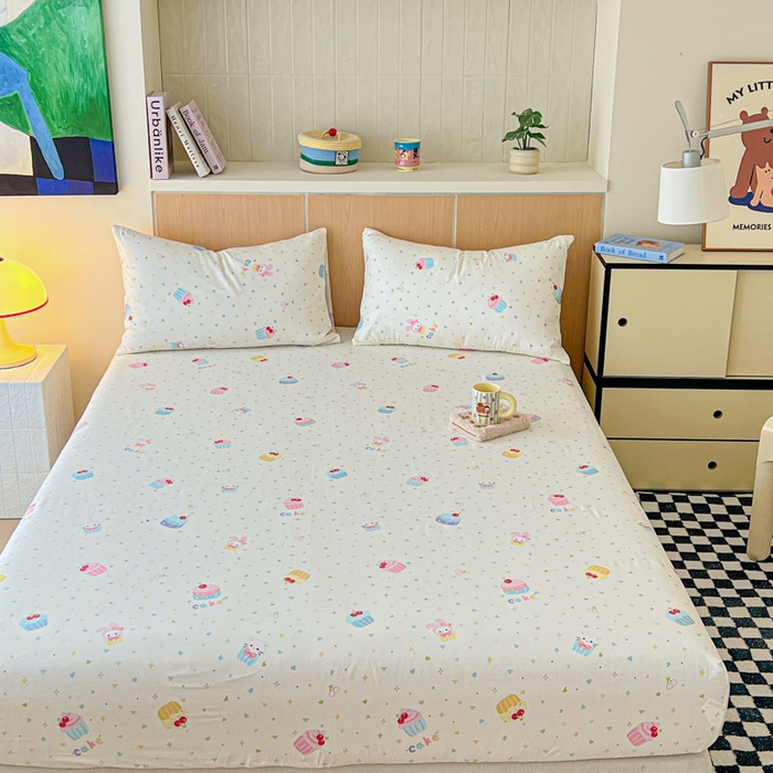 91家纺网 家纺一手货源 找家纺 金丝鸟家纺 2025新款全棉斜纹单床笠 床笠单件 茶杯蛋糕