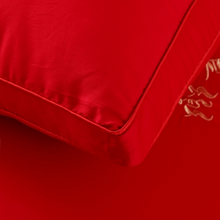 91家纺网 家纺一手货源 找家纺 四川牛皮席 2025新款全棉纯棉婚庆刺绣热熔棉枕芯 枕头枕芯 喜乐年华 48x74cm/只