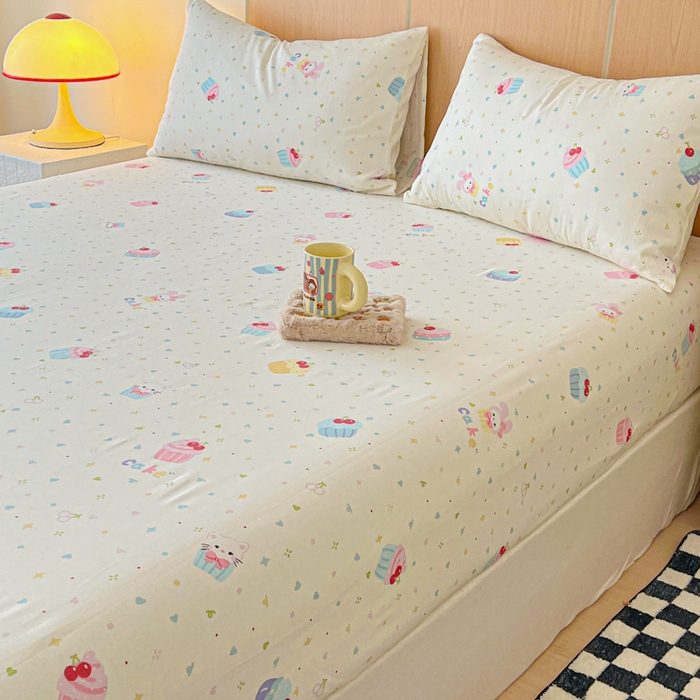 91家纺网 家纺一手货源 找家纺 金丝鸟家纺 2025新款全棉斜纹单床笠 床笠单件 茶杯蛋糕