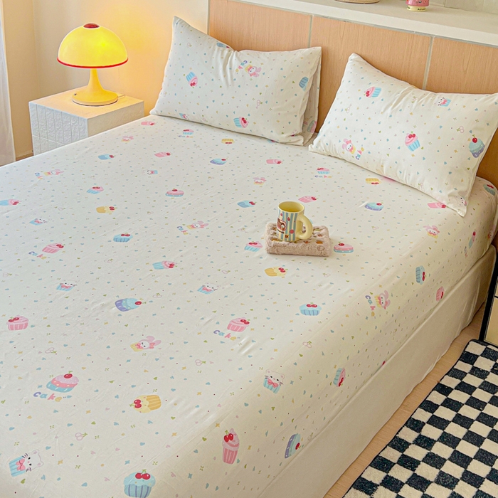 91家纺网 家纺一手货源 找家纺 金丝鸟家纺 2025新款全棉斜纹单床笠 床笠单件 茶杯蛋糕