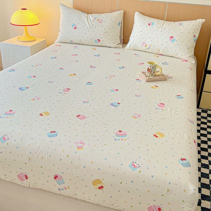 91家纺网 家纺一手货源 找家纺 金丝鸟家纺 2025新款全棉斜纹单床笠 床笠单件 茶杯蛋糕